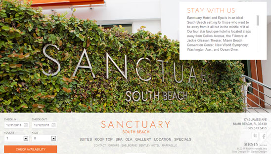 Sanctuary South Beach custom wordpress design