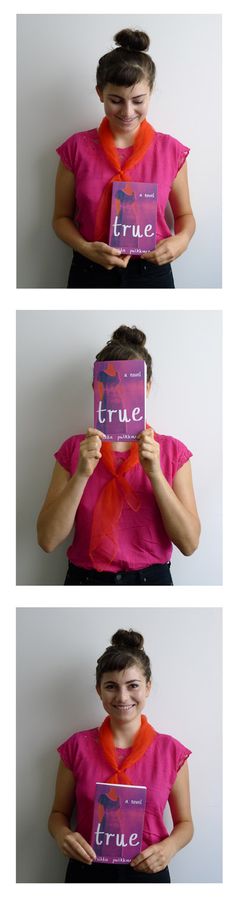 Sarah from publicity is wearing a glorious outfit today perfectly matching next's month's 'True'—a fantastic novel from Finnish author Riikka Pulkkinen. First in an irregular series of colourful cover-related coincidences.