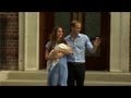 Royal baby boy leaves hospital: William and Kate's first public appearance with new son - BBC News