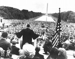 Civil Rights Leader, Dr. Martin Luther King Jr. addresses the crowd during the March on Washington. It was during this address that he made his "I Have a Dream" speech.