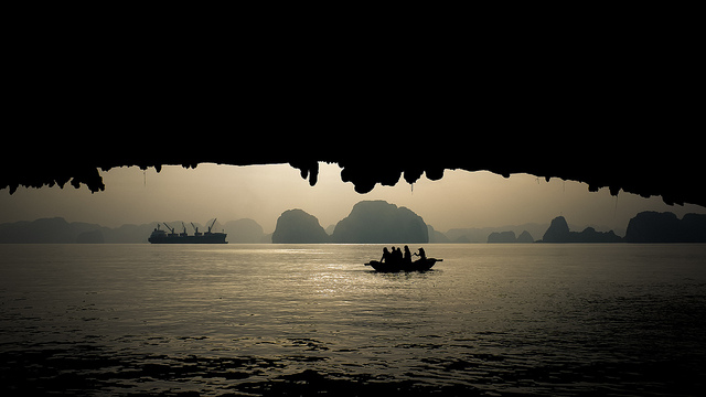 inside the cave looking out