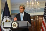 U.S. Secretary of State John Kerry delivers remarks on Syria at the U.S. Department of State in Washington, D.C., on August 30, 2013.