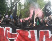 Anti-Fascist Network bloc leaving Altab Ali Park