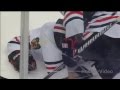 Andrew Shaw gets a puck in the face . June 24, 2013