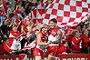 Cheer, cheer the red and the white: Jude Bolton and Jesse White celebrate a Sydney goal against Carlton at ANZ Stadium on Saturday night.