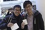 First in line for the new iPhone at the Apple store in Canberra  MJ Tham & Jon Koo from Acton who lined up from 12,30am.