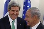 U.S. Secretary of State John Kerry, left, shakes hands with Israel's Prime Minister Benjamin Netanyahu