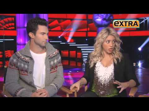 Shakira interviewed with Adam Levine from Maroon 5 for the voice promos