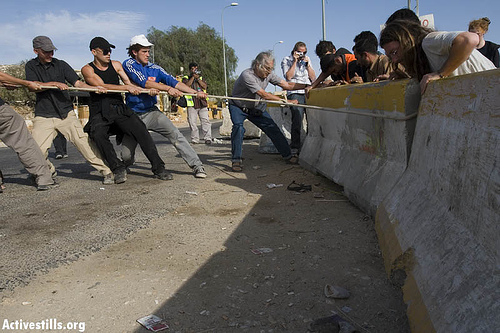 Direct Action, moving roadblocks near Jaba, 03.11.07, Palestine.