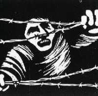 Man fighting barbwire, graphic by Rini Templeton