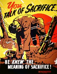 Cartoon poster: He knew the meaning of sacrifice