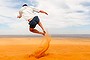 Deep in South East Morocco, lie the Erg Chebbi dunes forming an intriguing island in the otherwise flat and rocky desert. Walking through the dunes was a surreal and transcendent experience leaving us feeling like we where in the middle of nowhere. Once we reached the highest peak in our sight, from every angle was a sea of dessert. We took a moment for a celebratory jump on the mountain we had just conquered.