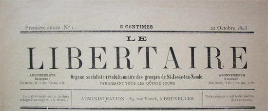 journal "Le Libertaire" Belge n1