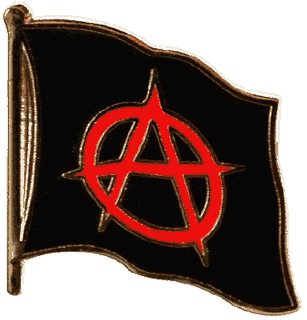 pin's drapeau noir et A cercl