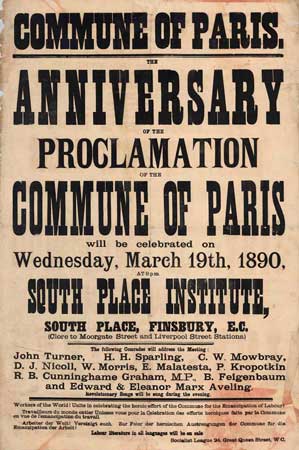 affiche anniversaire de la Commune de Paris  Londres en 1890