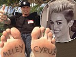 Showing support: Vanilla Ice showed his support for Miley Cyrus by inking her name on the soles of his feet in a photo he shared on Twitter