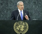 Benjamin Netanyahu, Prime Minister, Minister for Foreign Affairs and Minister of Public Affairs and the Diaspora of Israel, addresses the general debate of the sixty-eighth session of the General Assembly, 1 October, 2013.