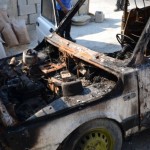 Cars burnt by settlers in Huwwara