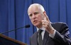 Gov. Jerry Brown discusses his proposal to rollback public employee pension benefits during a news conference at the Capitol in Sacramento, Calif., Thursday, Oct. 27, 2011. Brown's plan, which would require approval from the Legislature, would raise the retirement age to 67 for new employees, who are not public safety workers and require state and local employees to pay more toward their retirement and health care. The governor also proposes a mandatory 'hybrid" system in which future retirees would get their retirement from a guaranteed benefit and a 401(k)-style plan.(AP Photo/Rich Pedroncelli)