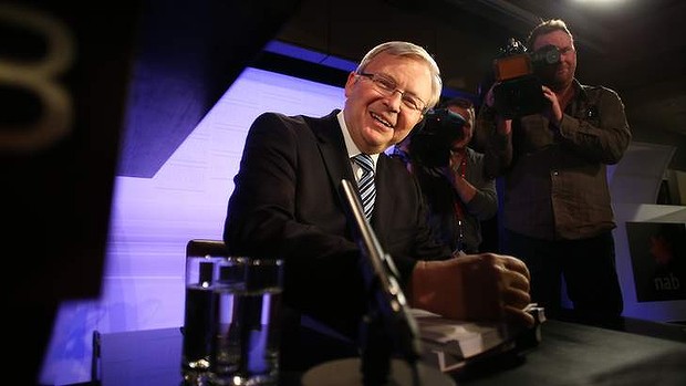 Prime Minister Kevin Rudd at the National Press Club in Canberra on Thursday.