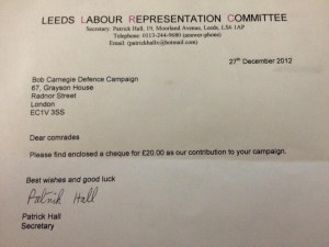 Leeds LRC donates to the campaign