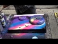 Sidewalk spray paint art in New York City