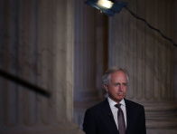 Sen. Bob Corker (R-TN) does a television interview at the U.S. Capitol on Oct. 9, 2013 in Washington, DC. (Photo by Mark Wilson/Getty Images)