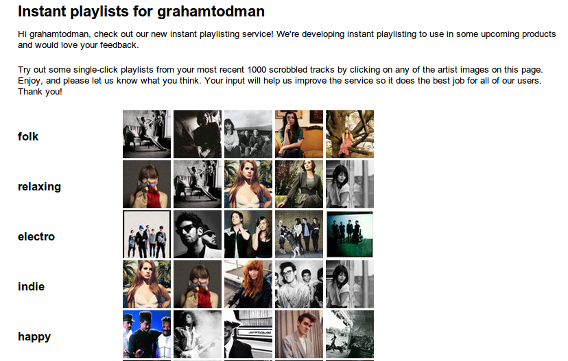 Last.fm instant playlisting