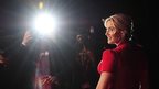 British actress Kate Winslet poses for pictures at the gala premiere of the film Labour Day in London's Leicester Square