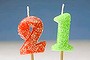 iStock. GENERIC. Candles. Number 21. 21st birthday candles.  Twenty One birthday.