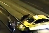 Cabbie hits two men fleeing violent clash (Thumbnail)