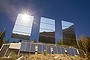 Three giant mirrors errected on the mountainside above Rjukan.