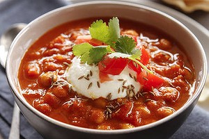 Indian tomato and chickpea soup.