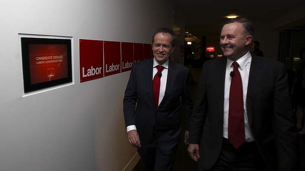 Bill Shorten and Anthony Albanese at the Labor debate.