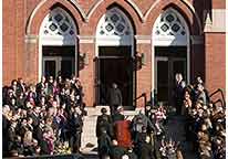 Image: The funeral service for slain teacher Colleen Ritzer at St. Augustine's Parish in Andover, Mass., on Monday (Courtesy of NBC News)