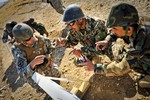 File - U.S. Army Sgt. 1st Class John Haidu, United States Army Marksmanship Unit member from Phenix City, Ala., listens as ANA student-instructors explain why their target grouping is off and how to correct it during the Basic Rifle Marksmanship Instructor Course at Kabul Military Training Center, Afghanistan, Nov. 06, 2010.