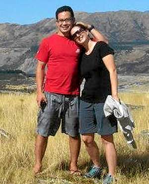 This undated handout picture received from the New Zealand Police on October 28, 2013 shows 31-year-old Hiroki Ogawa (L), a Japanese geoscientist studying in New Zealand, and Nicole Sutton, 29, posing for a photo at an undisclosed location. Japanese climber Ogawa and Sutton, his companion from Wellington, died after being trapped in a snow cave on a New Zealand mountain for two nights in bitterly cold conditions, police said on October 28, 2013. AFP PHOTO / NEW ZEALAND POLICE 
---- EDITORS NOTE ---- RESTRICTED TO EDITORIAL USE MANDATORY CREDIT 