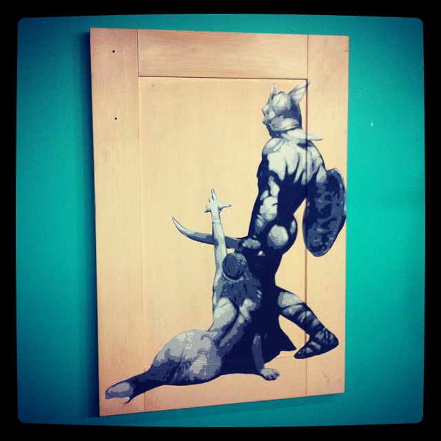 Work in progress. Acrylic on cupboard door. #benfrost #art #benfrostisdead #painting #ikea