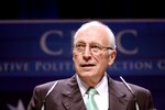 Former Vice President of the United States Dick Cheney, presenting former United States Secretary of Defense Donald Rumsfeld, at CPAC 2011 in Washington, D.C, the "Defender of the Constitution Award."