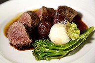 Food and Wine. Conservatory Restaurant at the National Arboretum food review.  Grilled kangaroo fillet with davidson plums and quandongs.  17 July 2013 Canberra Times Photo by Jeffrey Chan