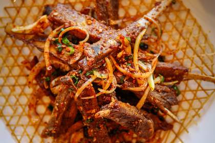 Red Chilli Sichuan's lamb ribs with cumin.