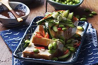 Silken tofu with soybeans.