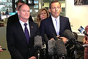 Campbell Newman and Tony Abbott at a press conference in Brisbane