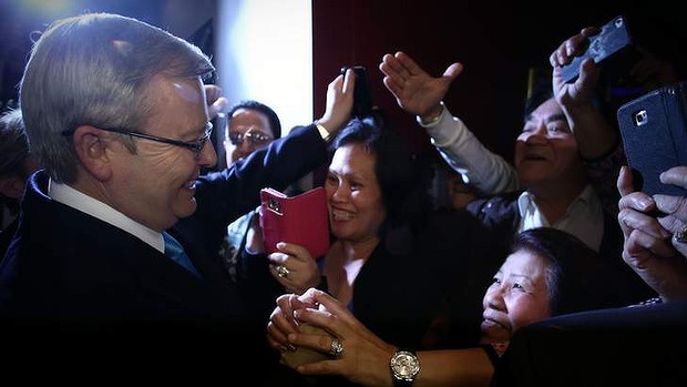 Prime Minister Kevin Rudd departs the Rooty Hill RSL on Wednesday night.