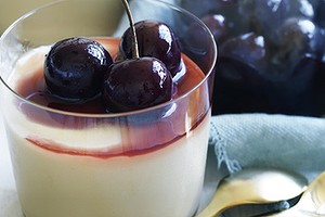 Cherries and butterscotch pudding.