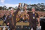 The Age News
29th September 2013
Picture by Wayne Taylor
2013 AFL Grand Final winners Hawthorn are presented to their fans at Glenferie oval today.
Coach Alistair Clarkson and captain Luke Hodge with the cup.