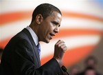 Democratic presidential hopeful, Sen. Barack Obama D-Ill., speaks at a campaign rally Thursday, Dec. 27, 2007 in Des Moines, Iowa. Obama Thursday that said he was shocked and saddened by the assassination of former Pakistani leader Benazir Bhutto. "She was a respected and resilient advocate of democracy for the people of Pakistan," he said. (js1)