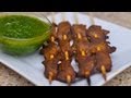 Anticuchos de corazon con salsa de perejil / Peruvian grilled beef heart with parsley sauce