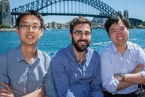 The SwatchMate founders Djordje Dikic, Paul Peng and Rocky Liang on a visit to Sydney.