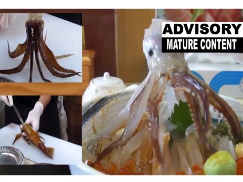 Live Dancing Octopus / Squid Eaten alive in Japan